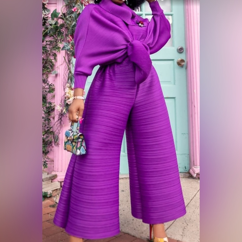 Micro pleated pants set